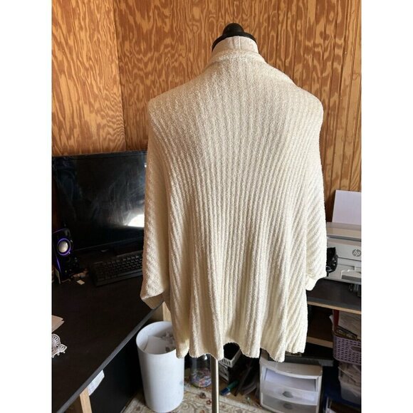 Barefoot Dreams Cozychic Lite Knit Soft Open Cardigan Cream 3/4 Sleeveless S/M - Picture 5 of 9